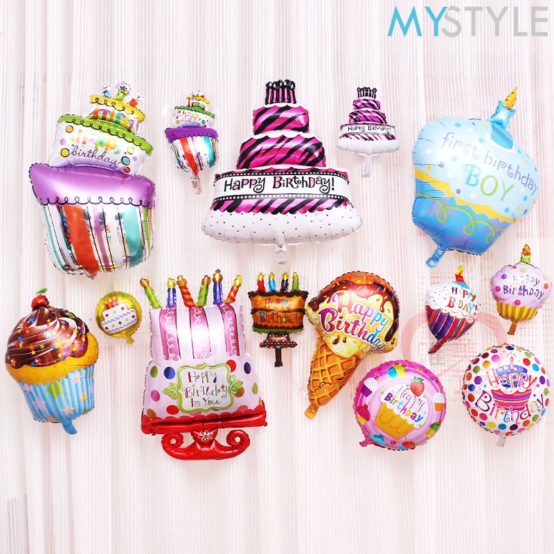 BALON FOIL TEMA CAKE BOTOL WINE GELAS BURGER ICE CREAM KUE BALON FOIL ULANG TAHUN MURAH BALON HBD