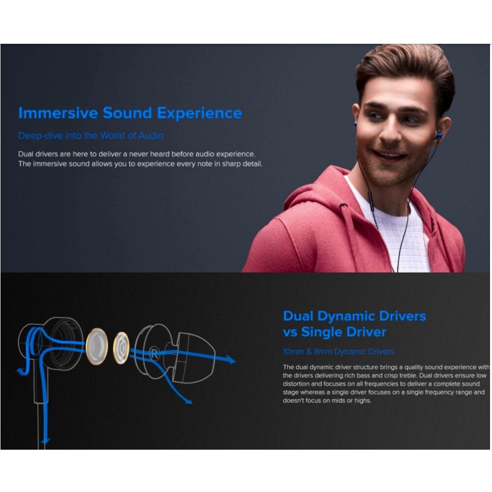 XIAOMI MI Dual Motion Dual Driver Magnetic In-Ear Earphone - SDQEJ06WM - Earphone Terbaru dari XIAOMI dengan DUAL DRIVER