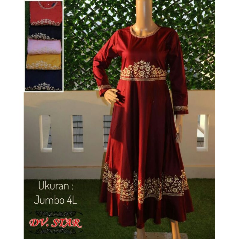 gamis bordir katun twill