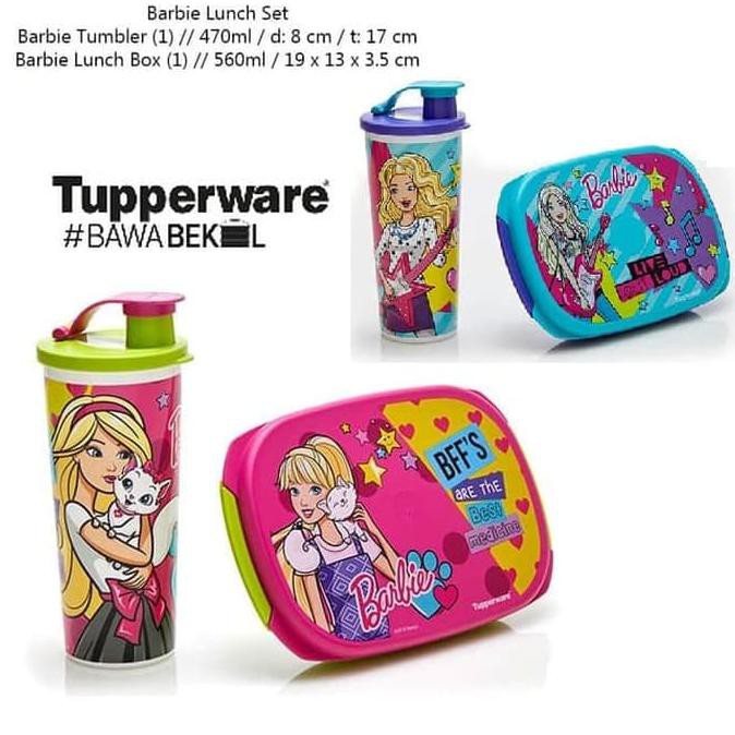 Dijual Tupperware Barbie Lunch Set Tempat Makan Minum Berbi Barbi Berbie u Diskon