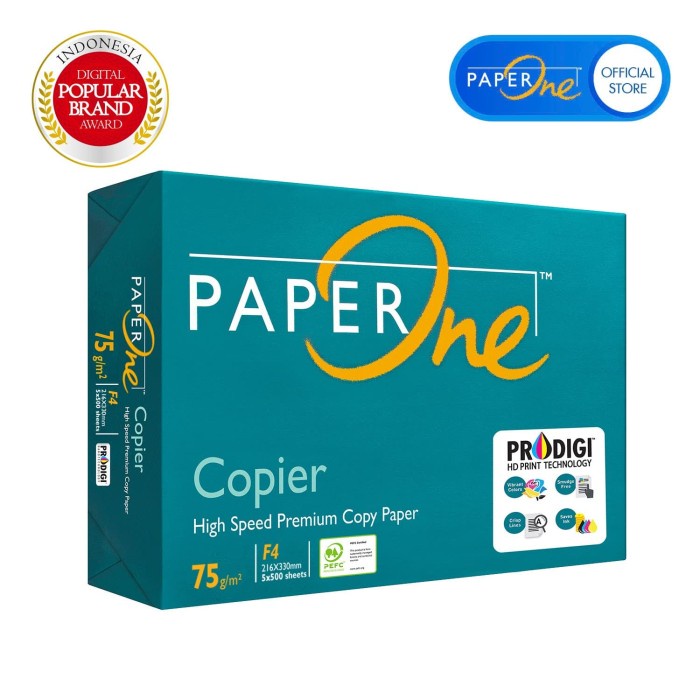 

(BISA COD) PaperOne Kertas Fotocopy F4 75gr - 1 Ream (500 lembar)