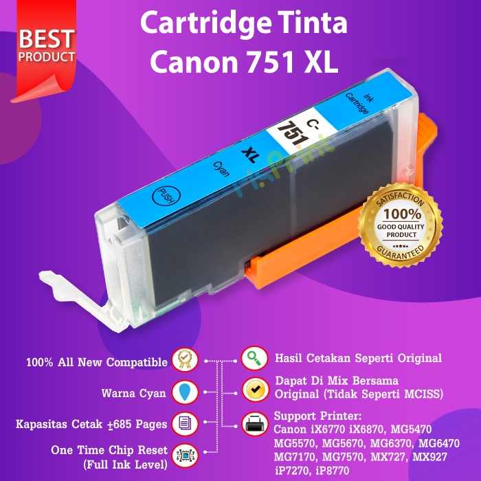 Cartridge Tinta Compatible PGI750 CLI751 750 751 For Printer Canon IX6770 IX6870 MG5470 MG5570 MG5670 MG6370 MG6470 MG7170 MG7570 MX727 MX927 IP7270 IP8770