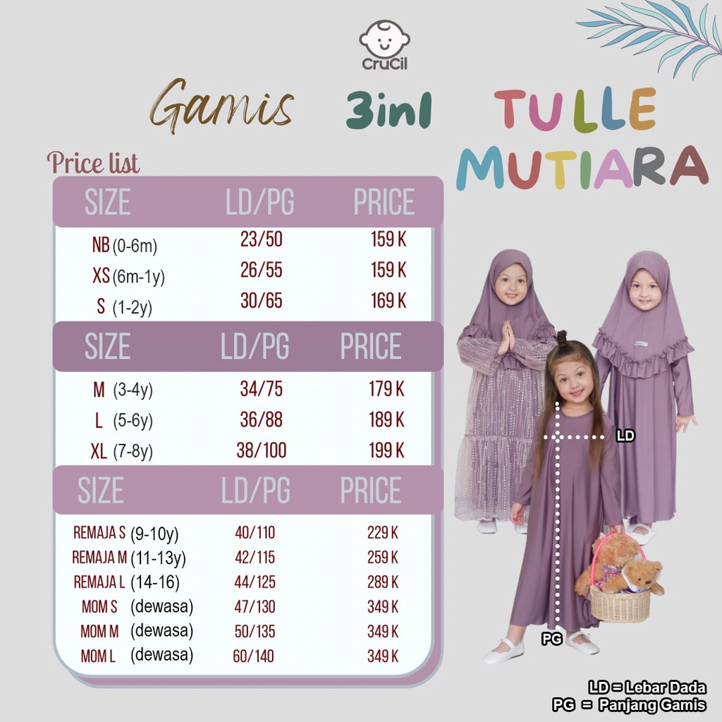 crucil 3in1 gamis tulle mutiara MOMMY