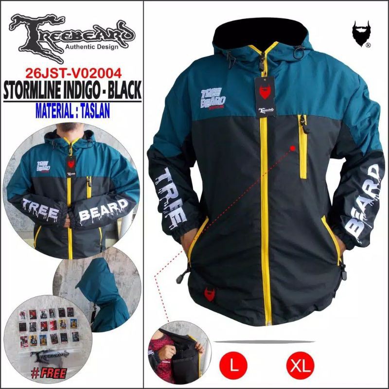 TERBARU !! AKN JAKET HOODIE OUTDOR STROMLINE ORIGINAL TREEBEARD-ST - INDIGO BLACK