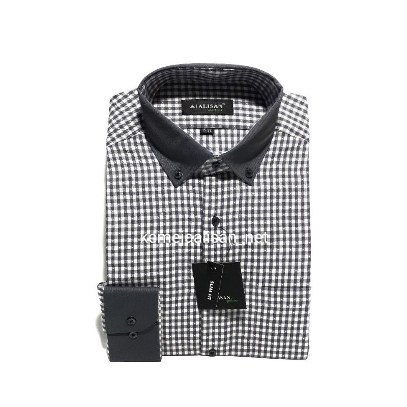 Alisan – Kemeja Alisan – Kemeja Alisan Slimfit Lengan Panjang  Motif Kombinasi Spesial Size 15-33