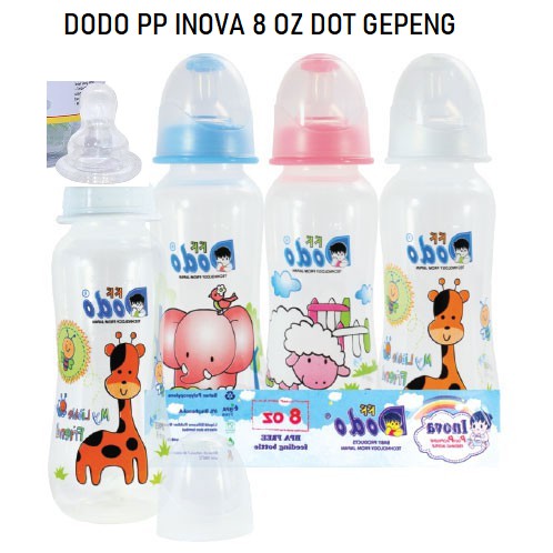 Dodo PP INOVA Botol Susu Asi Bayi Anak Dot Gepeng Pedodontic Orthodontic Nipple 250 ml 8 oz