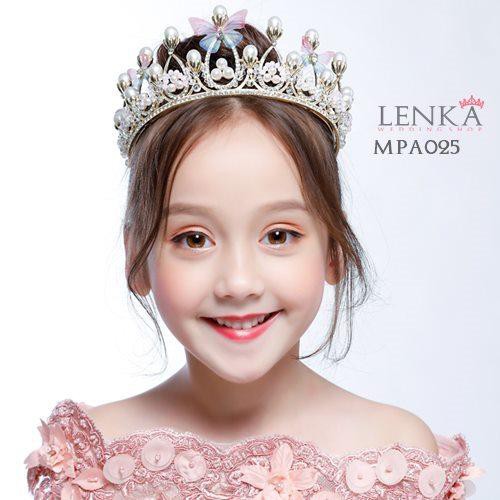 [SIAP KIRIM] Mahkota Crystal Pesta Anak Premium l Crown Rambut Lenka Emas - MPA025