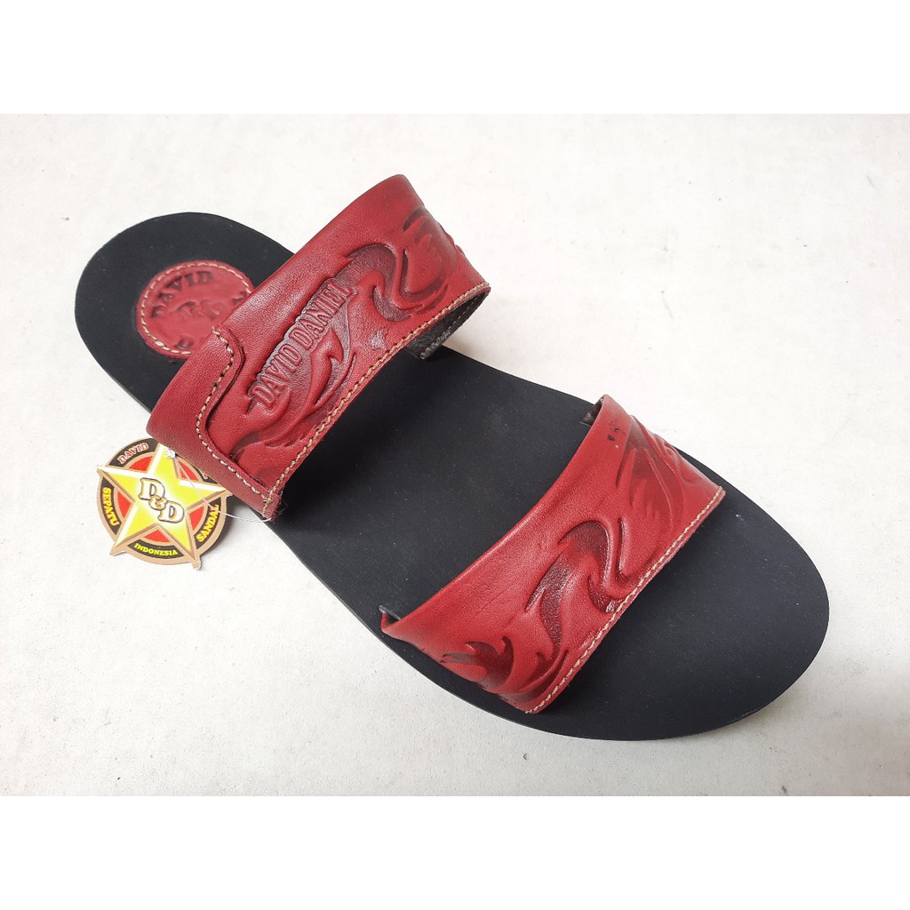 DAVID DANIEL Sandal Javarino Kulit - CRV 10 Maroon