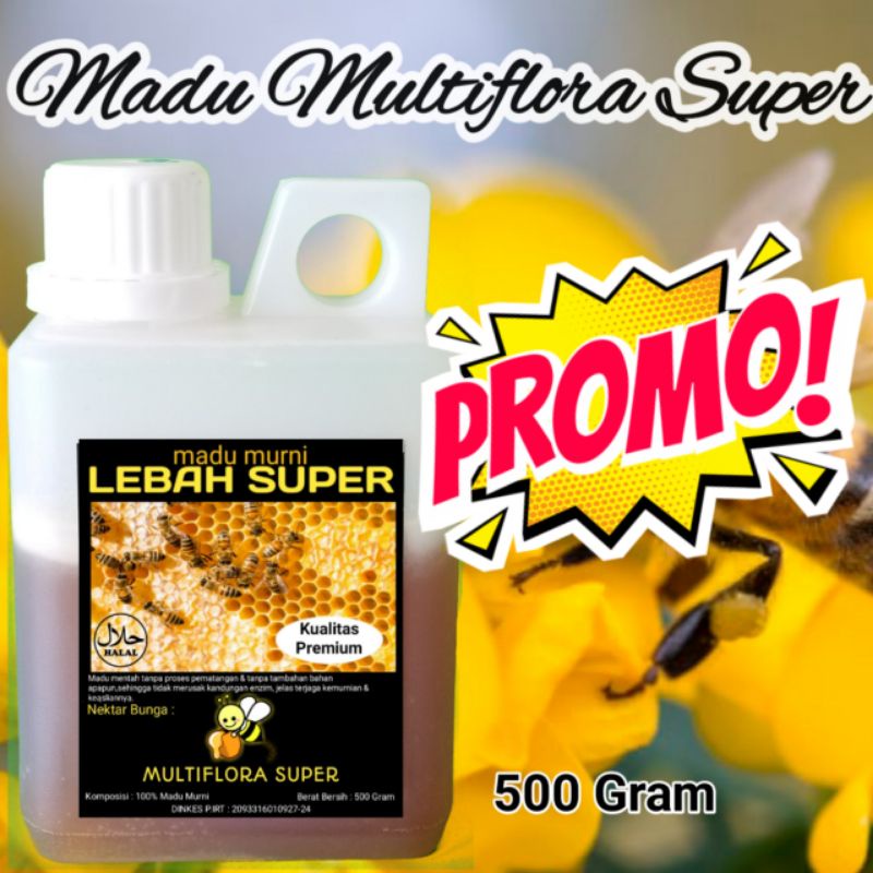 

MADU LEBAH SUPER, MULTIFLORA SUPER 500 GRAM