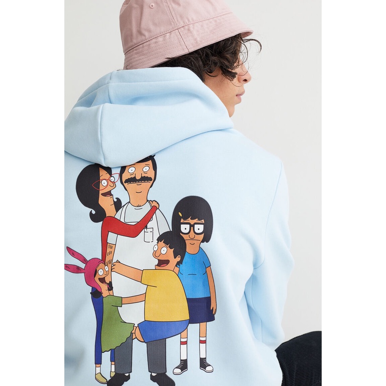 Hoodie H&amp;M Bobs Burgers Biru Hoodie hnm pria wanita