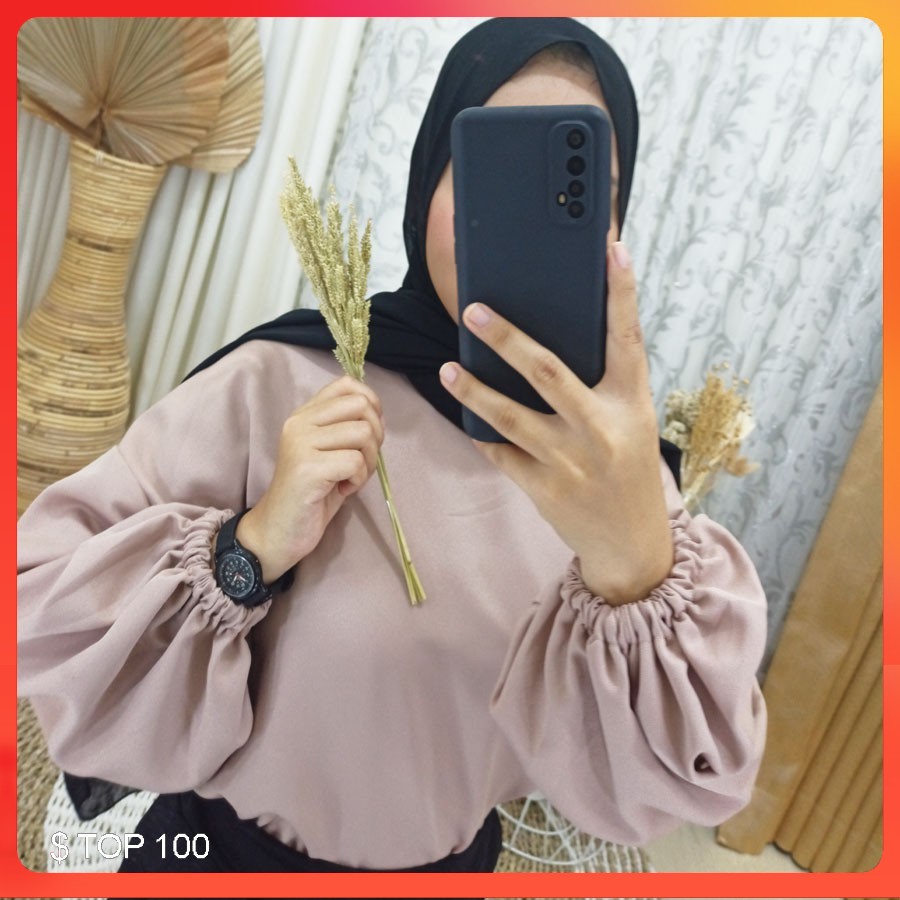 OLA TOP BLOUSE LENGAN BALON KATUN # FASHION 4 ALL #