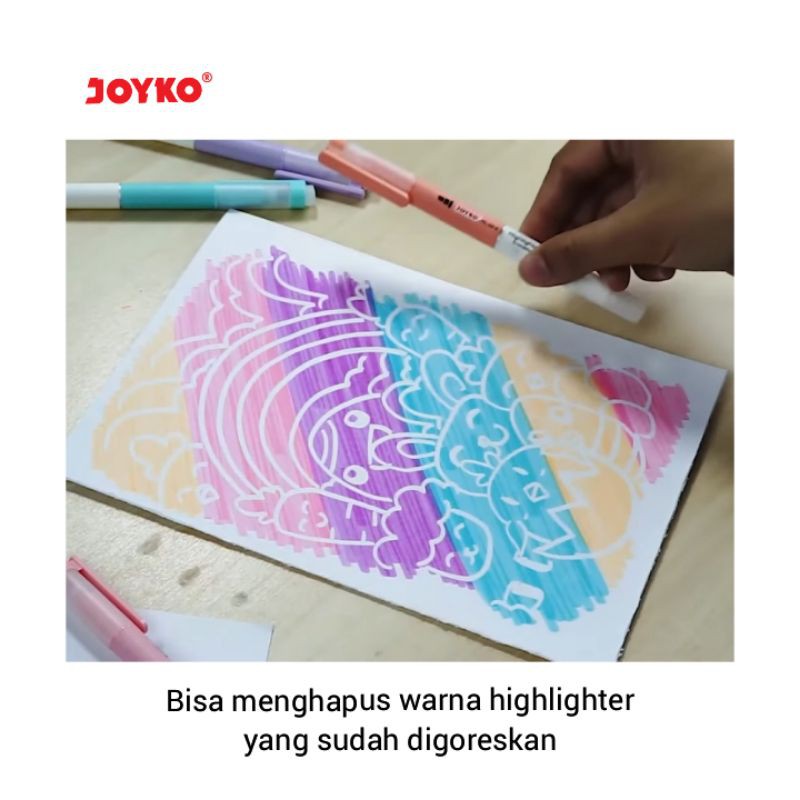 

mdn Erasable Highlighter Joyko Set 6 pcs Warna Penanda Buku Catatan