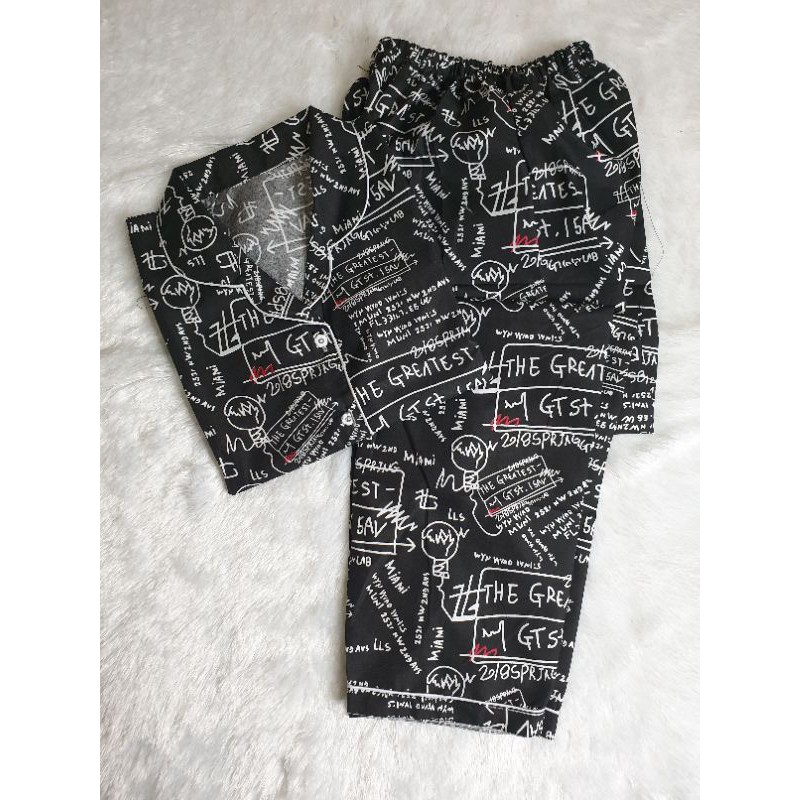 Baju Tidur Piyama Wanita Cewek Pajamas Dewasa Katun Motif Grafitti CP / PP / HP