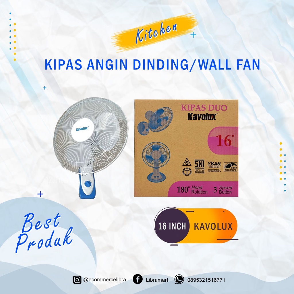 kipas angin MEJA dinding kavolux 16 inchi DUO FUNGSI PROMO