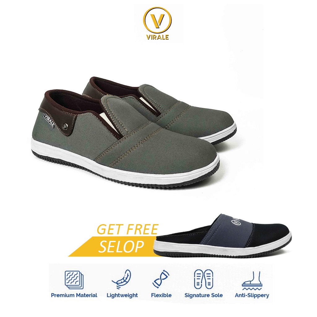 Sepatu Casual Pria Virale - Sepatu Fashion - Sepatu Bundling CS 001-CS 11 ABU