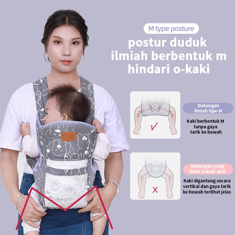 Gendongan Bayi Depan Murah 0-36 bulan Gendongan Baby Lite Carrier SSC Ergonomis M Shape Original Bisa COD Gendongan Newborn Baby Carrier Solid &amp; Motif