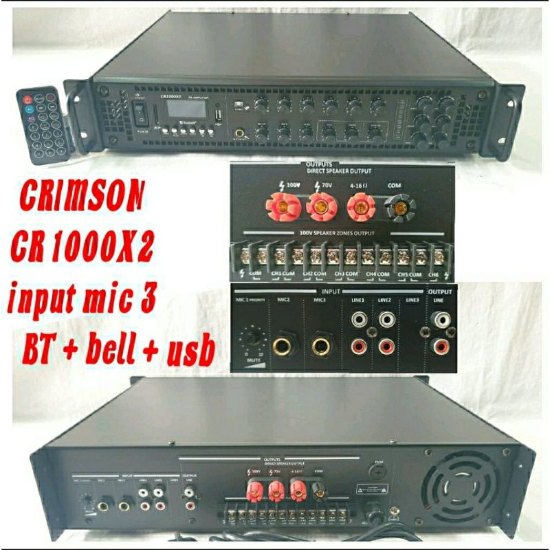 POWER PA AMPLI CRIMSON CR1000X2 CRIMSON CR1000 X 2 BLUETOOH DAN BELL