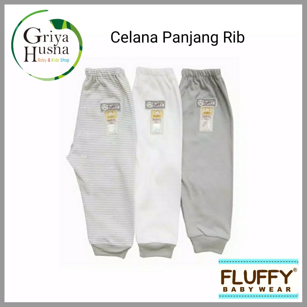 Fluffy 3 pcs Celana  Panjang  Bayi  Polos Seri Abu Shopee  