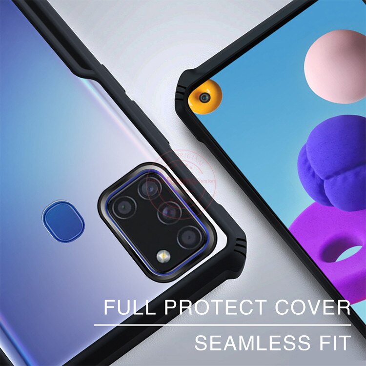 Case SAMSUNG A31 Armor Fushion Transparent Casing + Tempered Glass Full Layar dan Skin Carbon