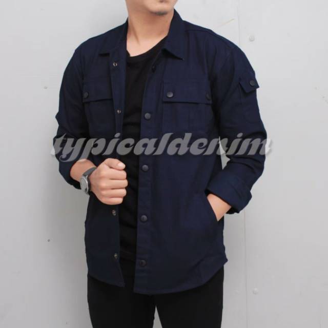 Jaket Kanvas Trucker Semi Parka - PLUVIOPHILE 2 POCKET - Hitam