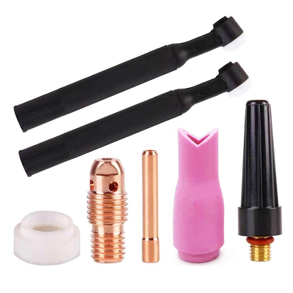 Solighter 10pcs Nozzle Keramik Tukang Las Majelis Argon Arc TIG Welding Aksesori90° Sudut Luar Dalam