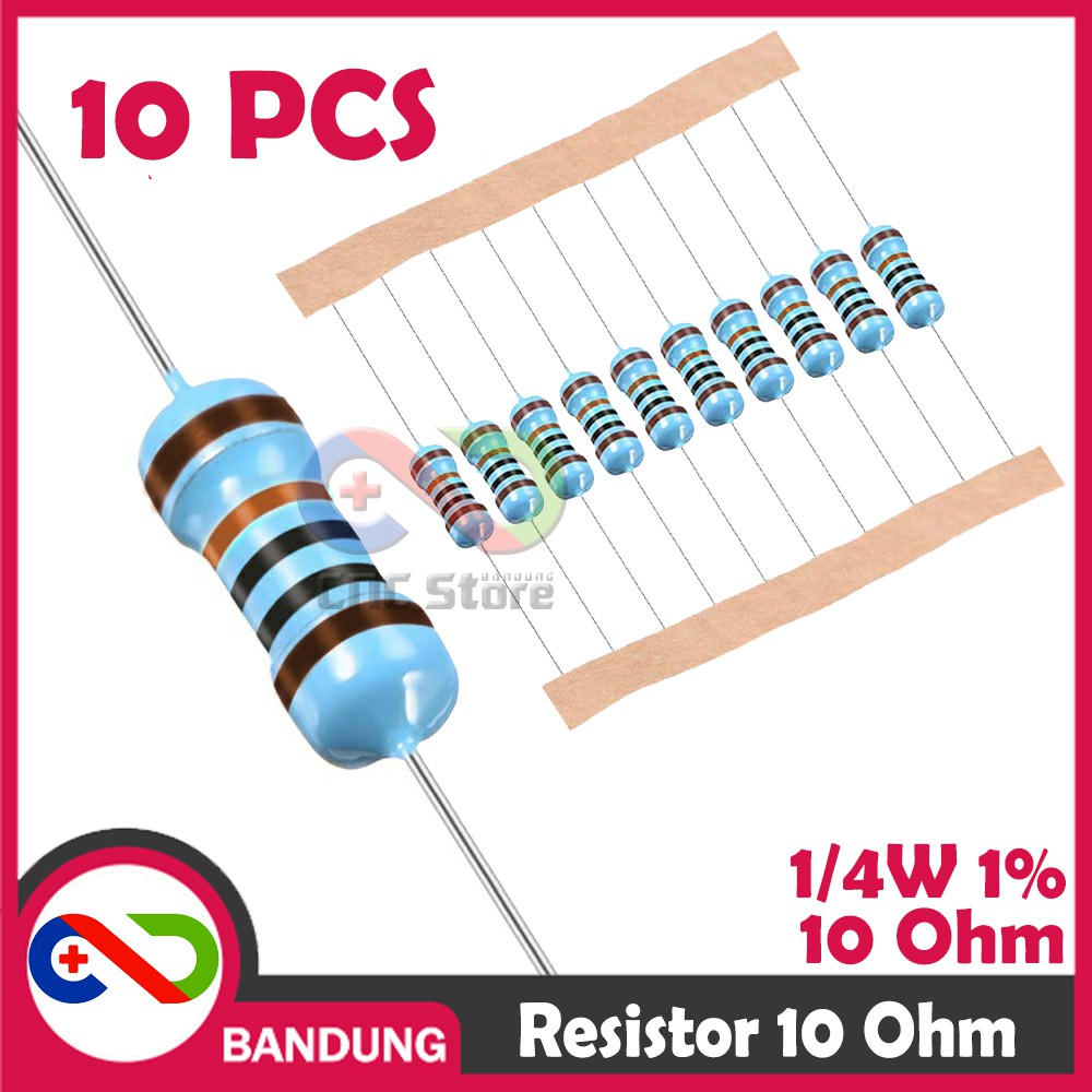 10X RESISTOR 10 OHM 1/4W 1% METAL FILM