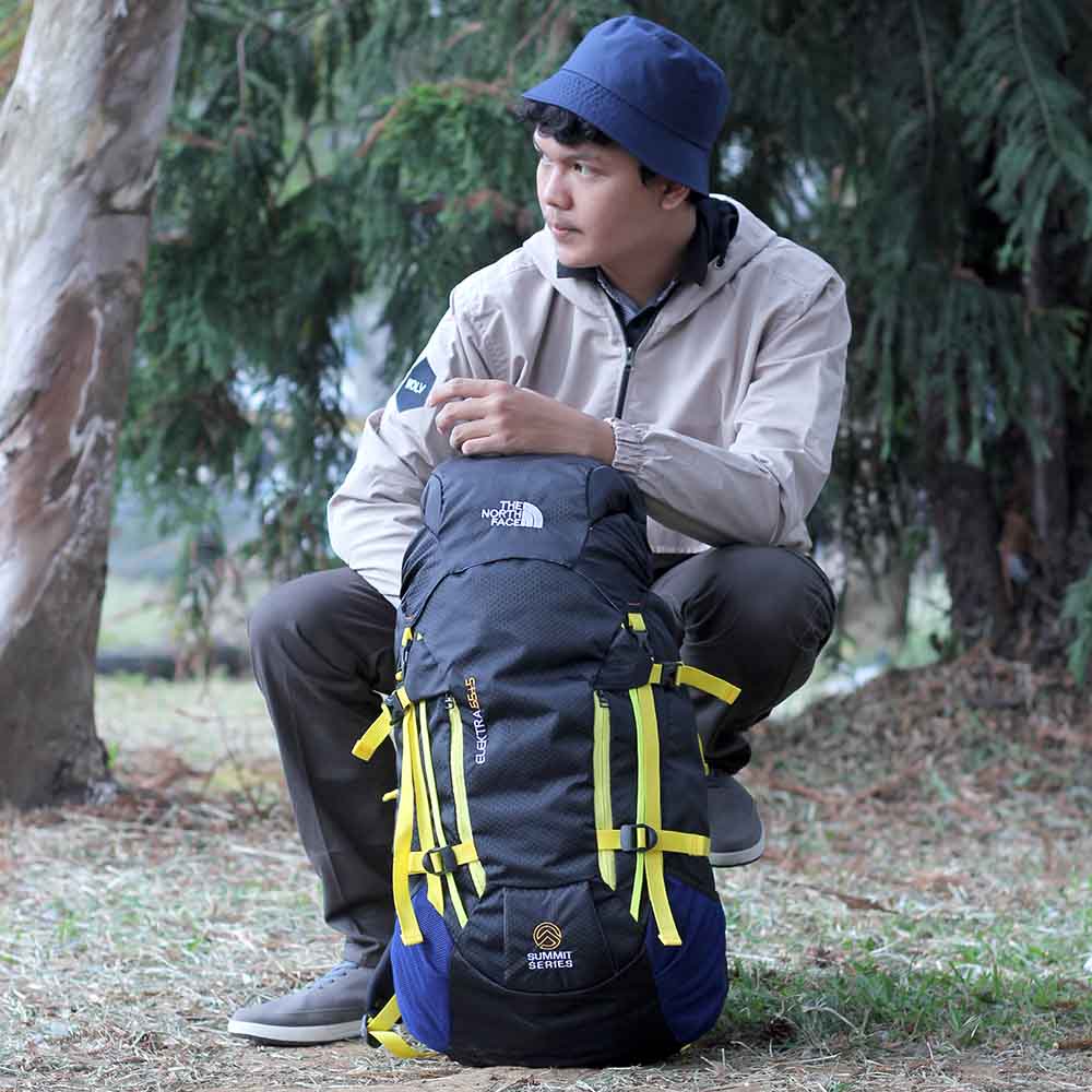 Justrue TNF Tas Gunung 50 Liter Ransel Keril Camping Hitam Kuning 600