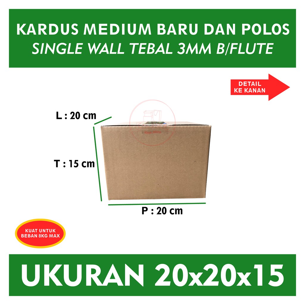 Kardus Karton Box Polos Corrugated 20x20x15