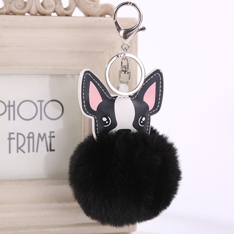 SIY  Fashion Cute Key Rings Dog Fur Key Chains Colorful Pendant Bag Decoration Alloy