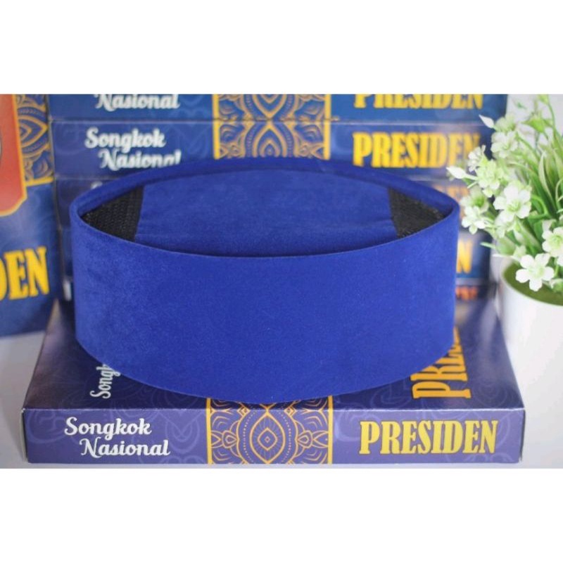 peci biru polos peci murah meriah