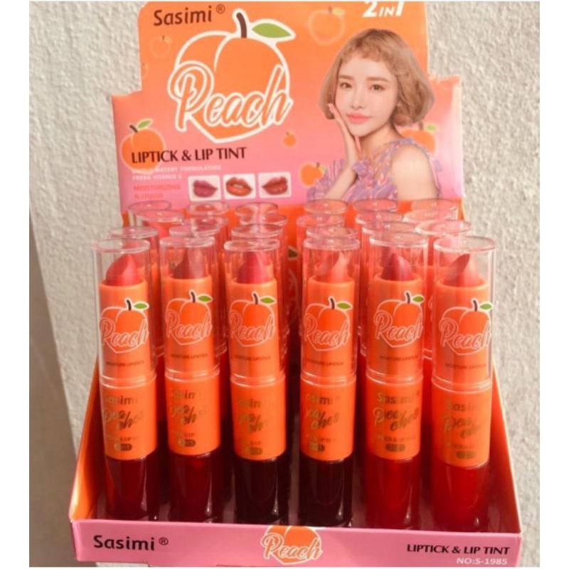 6Pcs LIPSTICK &amp; LIP TINT SASIMI PEACH 2IN1 S-1985