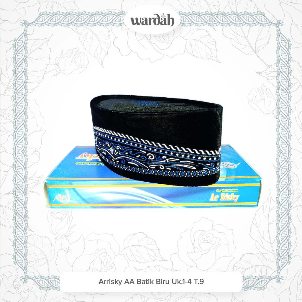 Songkok Kopiah Kopyah Peci Arrisky AA Non AC Warna Hitam Batik Biru
