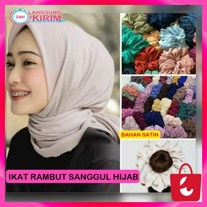 [Ready Stok] Ikat Rambut Sanggul Tudung Ikat Rambut Hijab Kunciran Rambut Elastis Cepol Hijab Korean Fashion Scrunchie Satin Silk