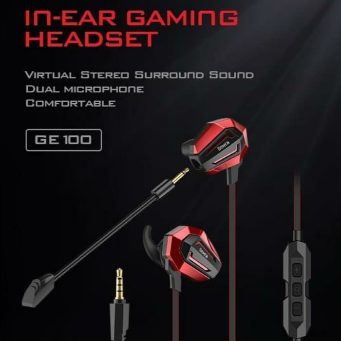 Gamen GE100 Dual Microphone Virtual Stereo Sound In-ear Gaming Headset