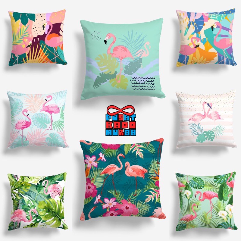 Bantal Sofa Summer Flamingo 40x40 cm - Pusat Kado Murah