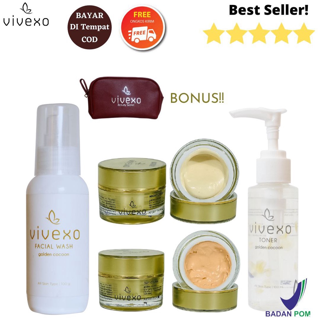 VIVEXO PAKET LENGKAP WHITENING GLOWING EXCLUSIVE KRIM WAJAH BPOM|CREAM  FARMA GLOWING ORI AMAN BUMIL