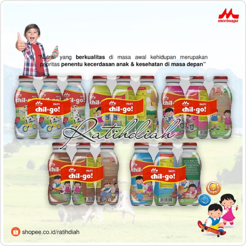 

CHILGO / CHIL GO PACK VANILA COKLAT STRAWBERRY 6 BOTOL