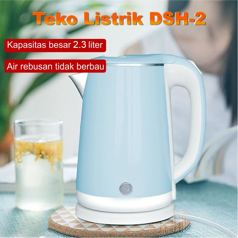 Termurah Teko Listrik pemanas air Electric 2 LiterTeko Listrik Stainlees ketel besar 2.3L WHFURNITURE