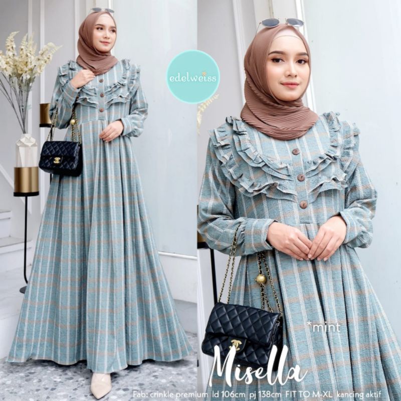 GAMIS CRINKLE PREMIUM MOTIF KOTAK-KOTAK MISELLA BY EDELWEISS