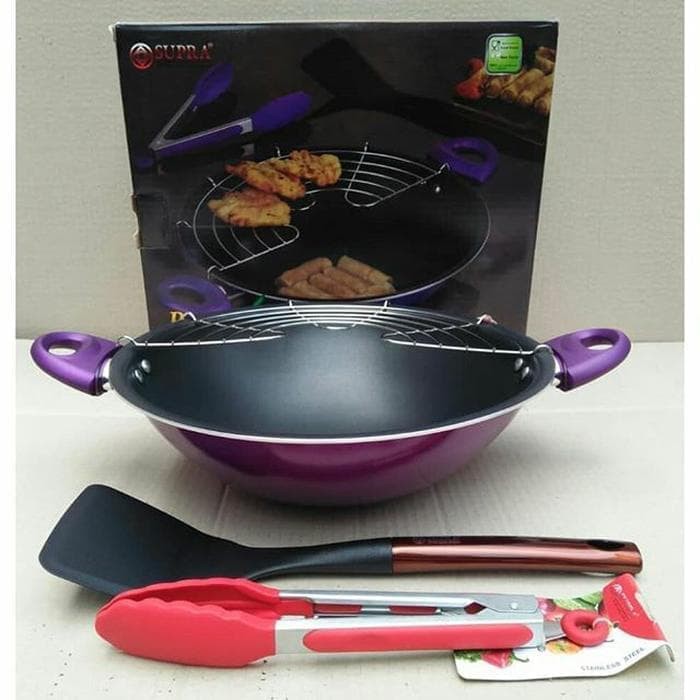 Wajan Supra Wok Set 30cm Wajan Set Supra Penggorengan Supra Set Murah