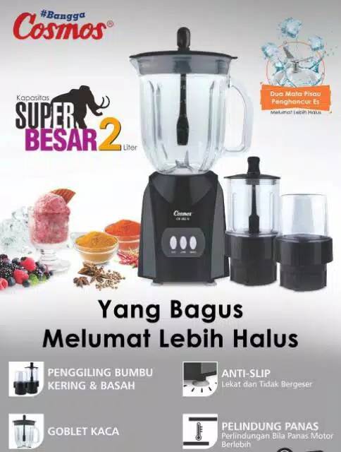 Blender COSMOS CB 282 G / 282G Blender Kaca Kapasitas Besar (2L) 3in1 ICE CRUSHER GARANSI RESMI