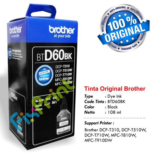 Tinta Refill Brother Original BTD60BK BT-D60BK Black