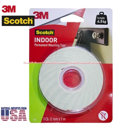 3M Scotch Indoor Permanent Mounting Tape 4.5kg Square Double Tape Skoth Skotch