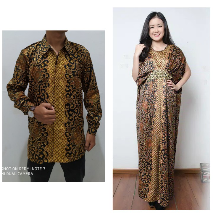 SB Collection Couple Dress Maxi Xexia Kaftan Jumbo Longdress Dan Kemeja Batik Pria