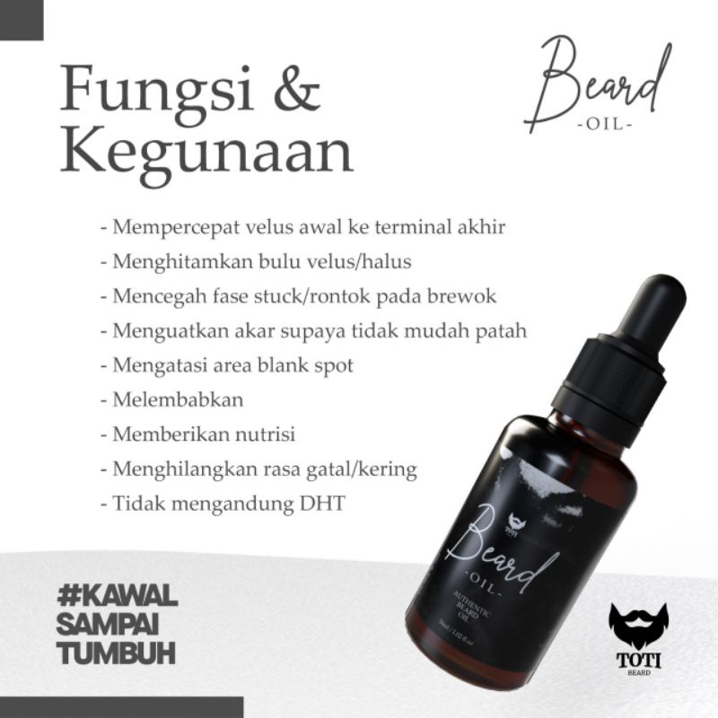 beard oil khusus pelebat bulu brewok tanpa gen(penebal &amp; penyubur)-toti beard oil