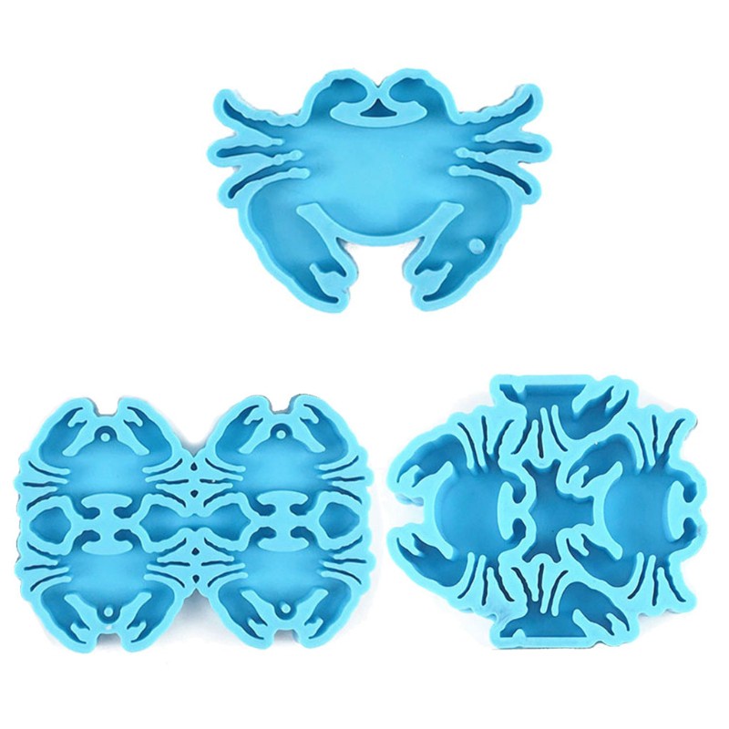 Glitter Crab Series Keychain Epoxy Resin Mold Jewelry Earrings Pendants Silicone Mould DIY Crafts Decorations Casting Tool