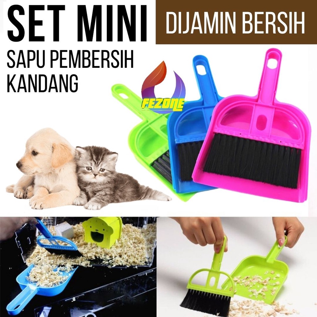 Sapu Serokan untuk Membersihkan Kandang dari Kotoran Kucing, Anjing Perlengkapan Kandang Hewan Set Sapu Pengki Mini Serokan Debu