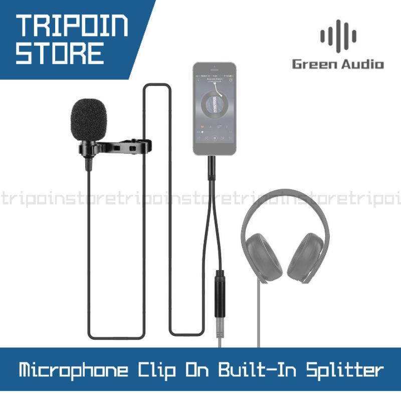 Microphone Mic Clip On Built-in Splitter Plug &amp; Play with Headphone