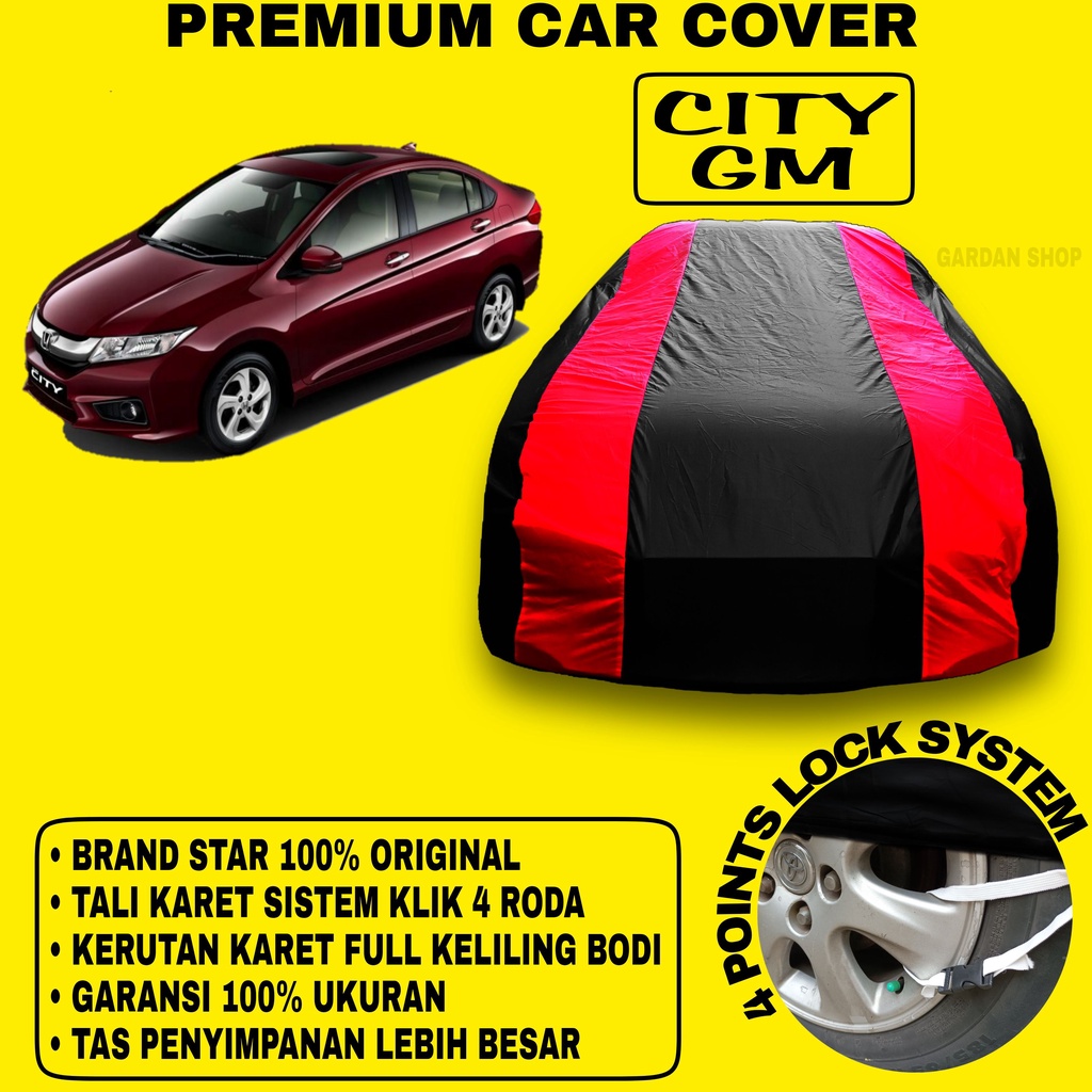 Body Cover CITY GM Sarung Strip MERAH Penutup Pelindung Bodi Mobil City GM Waterproof PREMIUM Cover