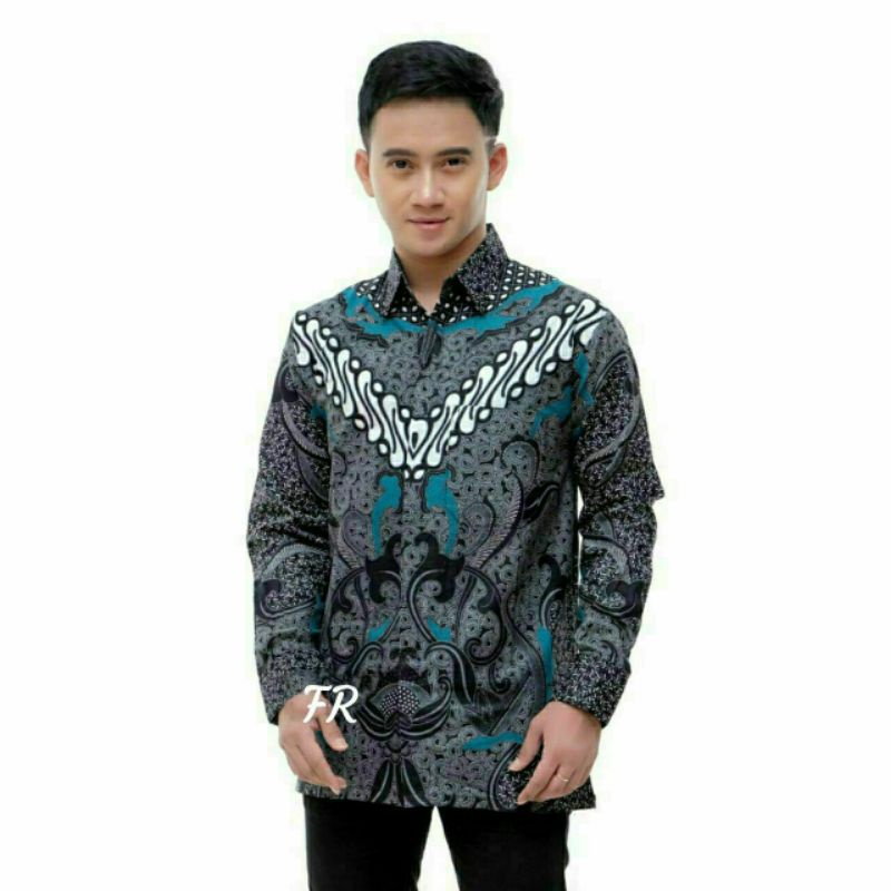 Baju Batik Pria Gus Azmi Syubbanul Muslimin Batik Katun Halus Hadroh Azzahir Hilwa Ala Santri Modern-Kemeja dimensi V